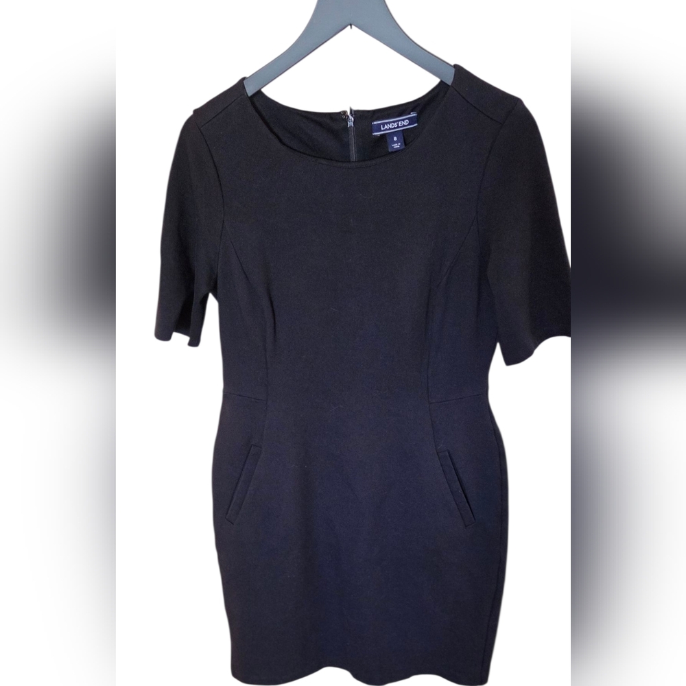 Lands' End Classic Black Short Sleeve Dress